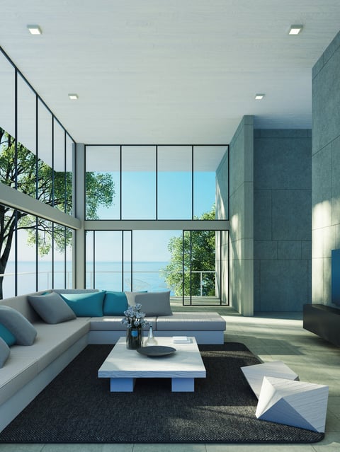 Luxury penthouse with floor to ceiling aluminium windows and panoramic ocean views